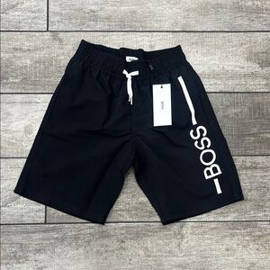 Boss Black Swim Shorts for Boys with White Detailing NWT